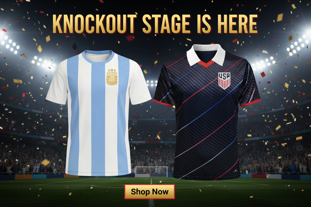 Knockout Stage Hero Banner - USA vs Argentina Jerseys